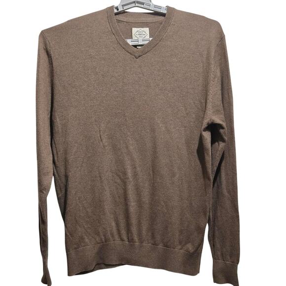 St. John’s Bay Men’s Brown V-Neck Sweater Size M Cotton Acrylic Blend - Picture 1 of 3